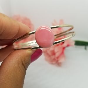 HANDCRAFTED SILVER + PINK SEASHELLS  BRACELET